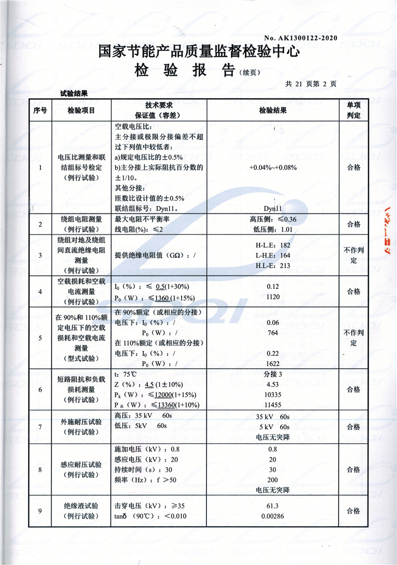 高低压试验报告-S11-1250汾西汾西汾西油浸式变压器-2.jpg